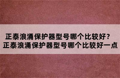 正泰浪涌保护器型号哪个比较好？ 正泰浪涌保护器型号哪个比较好一点